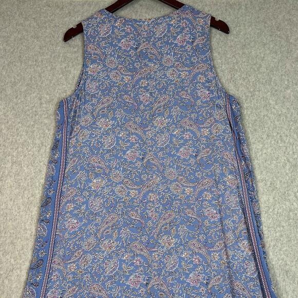 J. jill Border Print Maxi Dress In Clear Blue Gentle Paisley Border Size Large - Picture 6 of 9